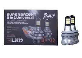 Светодиодные лампы с ДХО и поворотником AMP Superbright 2 в 1 Universal (1156 + T20) обманка, 12v