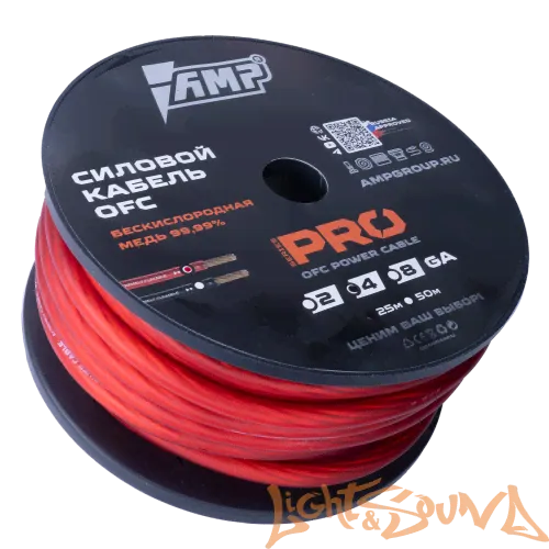 AMP PRO 100% Кабель силовой, OFC Extremely flexible, 4GA/20мм2 красный, 25м в катушке-3