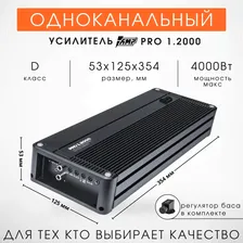 Усилитель (моноблок) AMP PRO 1.2000 Для сабвуфера.