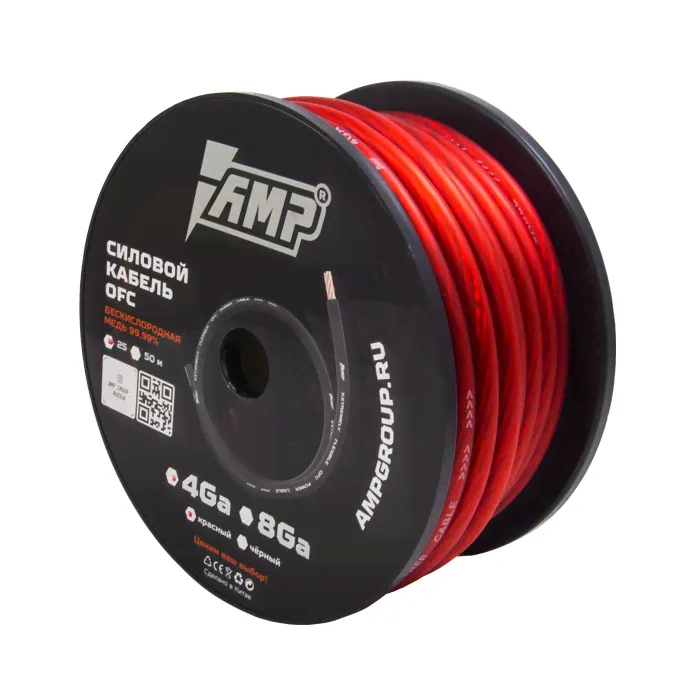 AMP Провод силовой 100% OFC Ultraflexible 4Ga Черный медь
