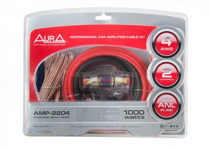 Комплект проводов AURA AMP-2204 2-ух канальных-0