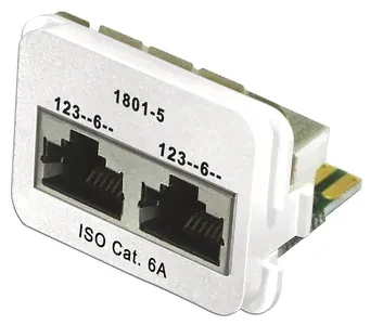 Адаптерная вставка AMP CO™ Plus 2xRJ45 (2хFastEthernet) Cat.6a, цвет: белый (RAL 9010)