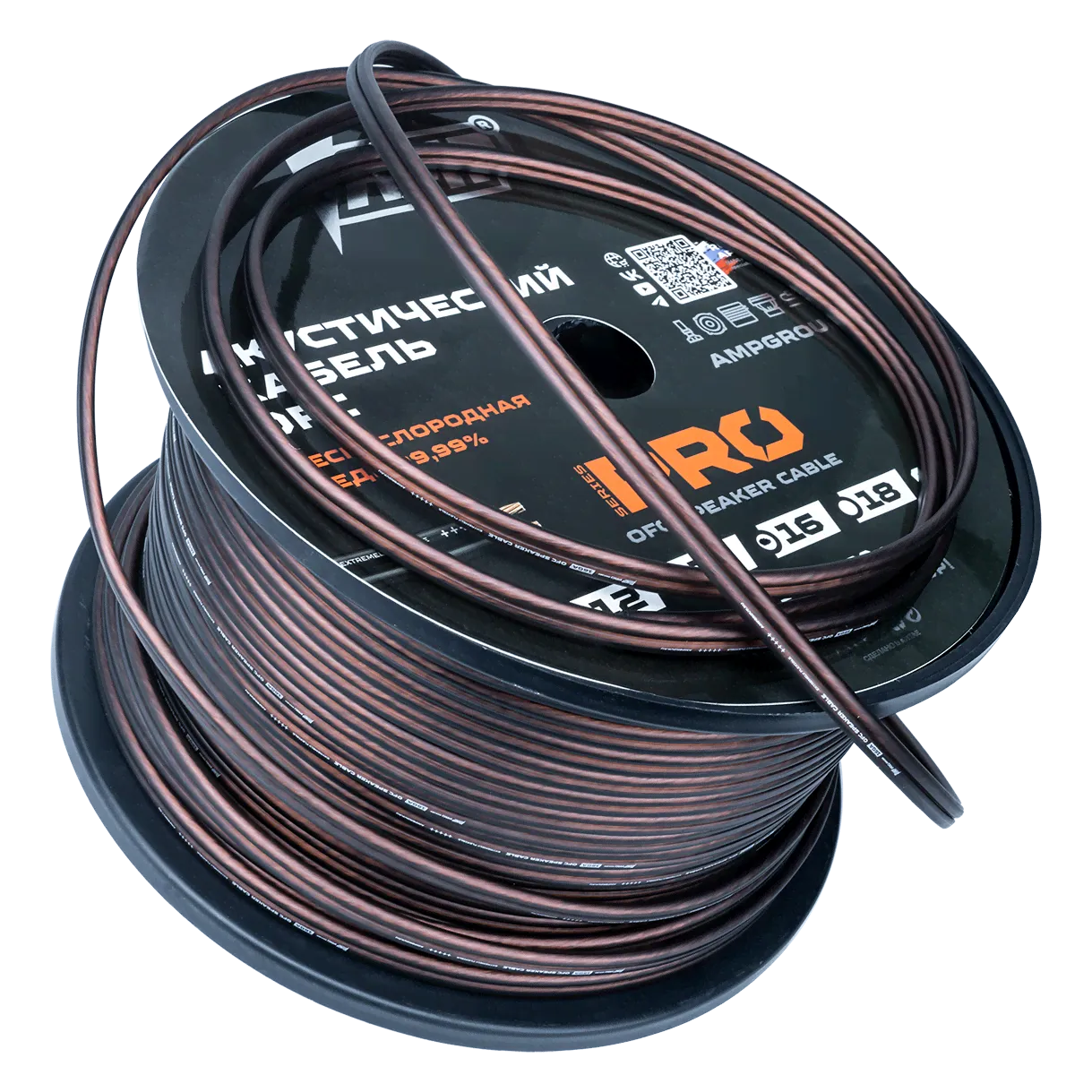Кабель акустический, медный, AMP PRO Extremely Flexible 16Ga OFC, 1м./в бухте 100м-0