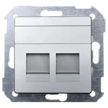 Адаптер со шторками на 2 коннектора UTP (RJ45) FTP (RJ45) RJ12 AMP Simon 82, алюминий