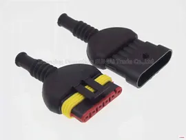 Образец 6 Pin AMP Авто HID мужские и женские водонепроницаемые разъемы + оболочка (2 шт)