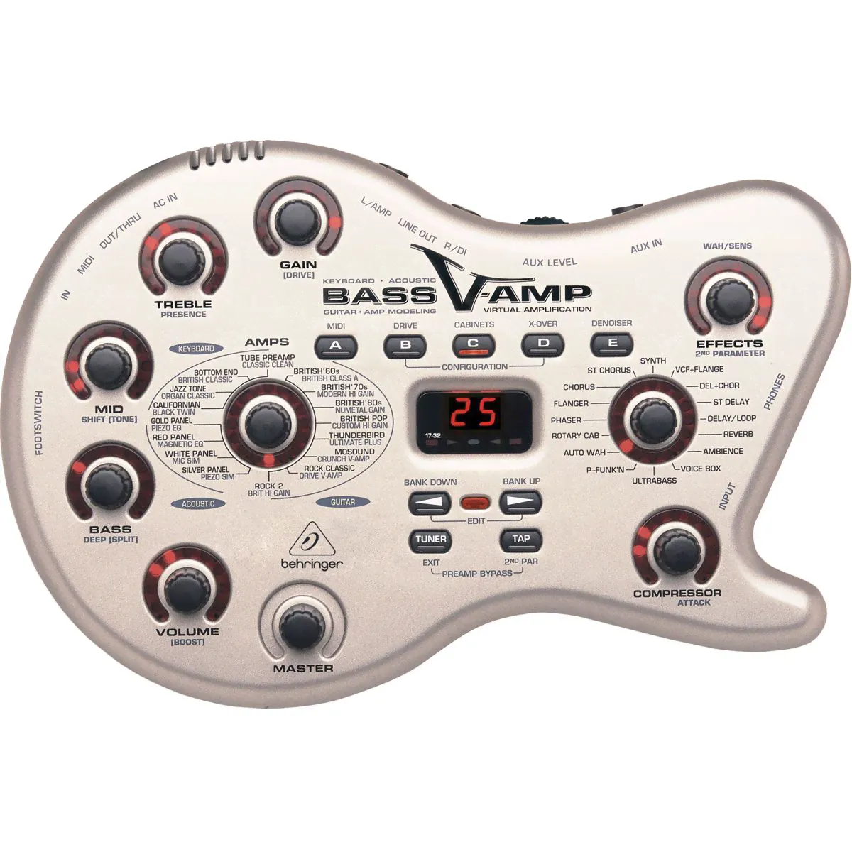BEHRINGER Bass V-Amp ультимативный гитарный процессор для баса, акустической и электрогитары с модел-0