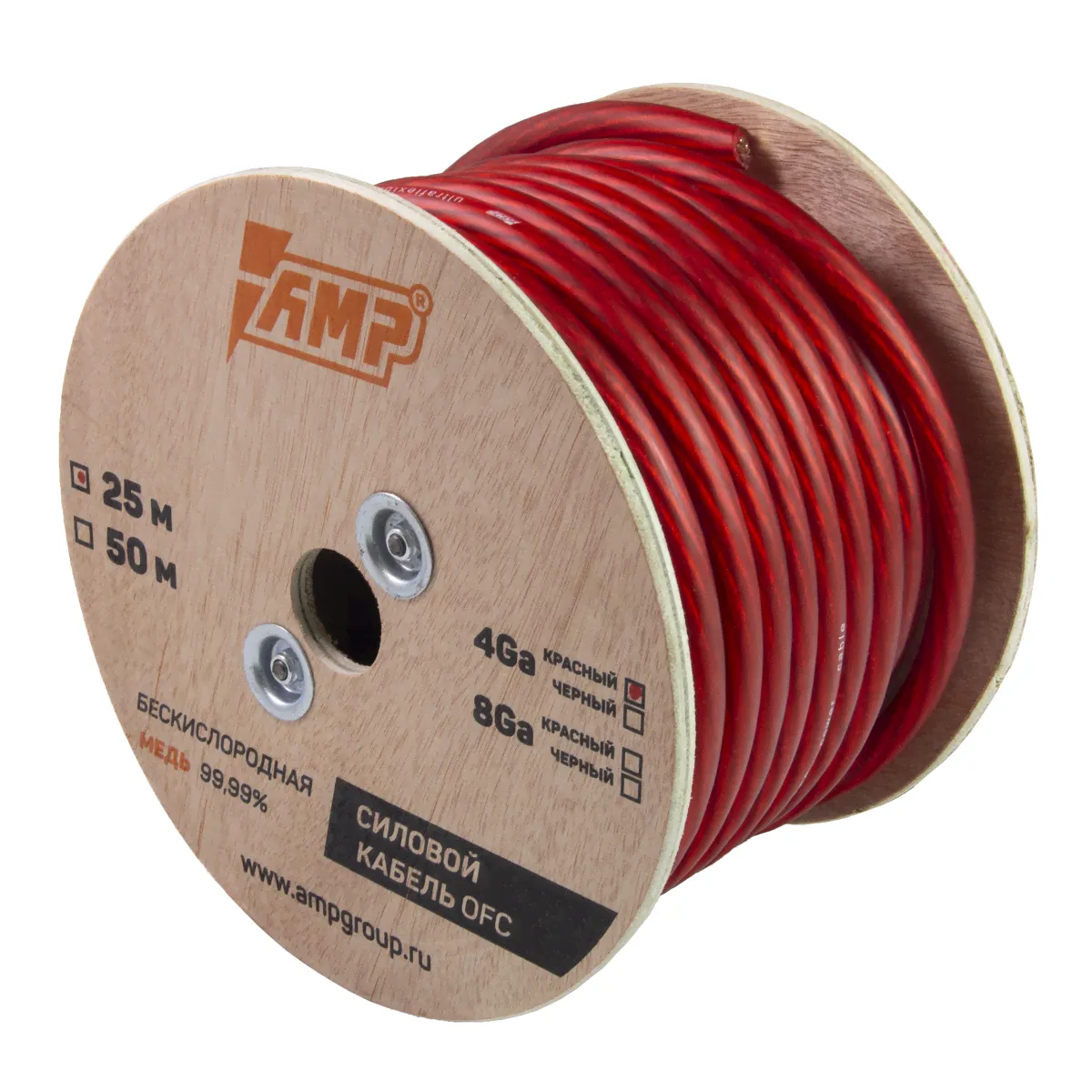 Провод силовой AMP 100% OFC (медь) Ultraflexible 4Ga Красный, медь-0
