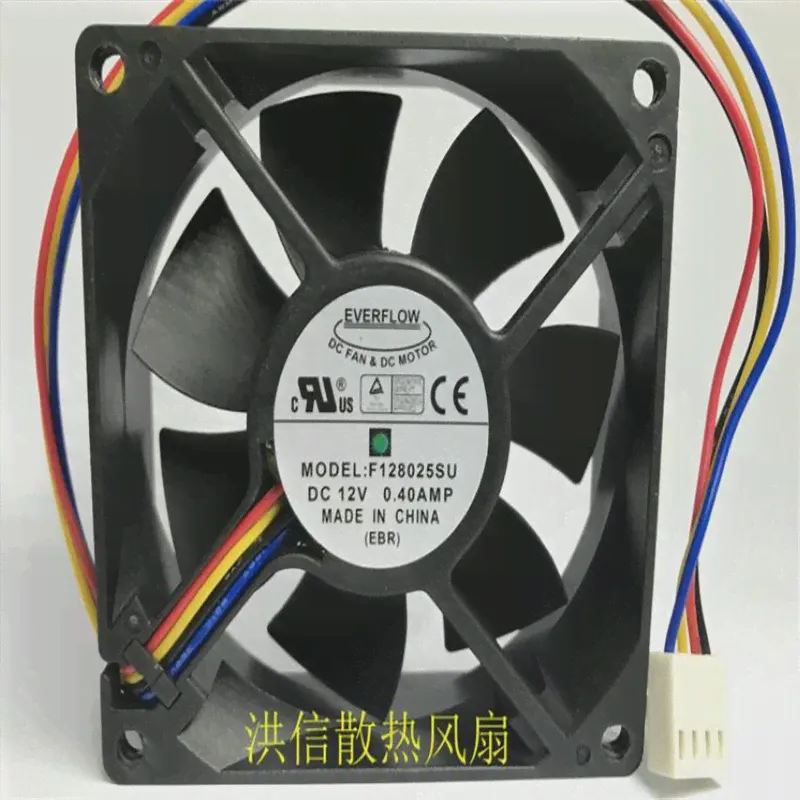 Оригинальный охлаждающий вентилятор EVERFLOW 8025 F128025SU DC12V 0.40AMP с 4-проводным терморегулированием