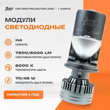 Модули светодиодные, линза AMP CSP mini projector lens H4 1 шт.