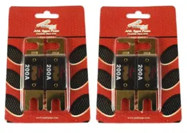 2 Pair 200 Amp ANL Fuses Gold Plated Audiopipe Blister Pack Car Audio Stereo