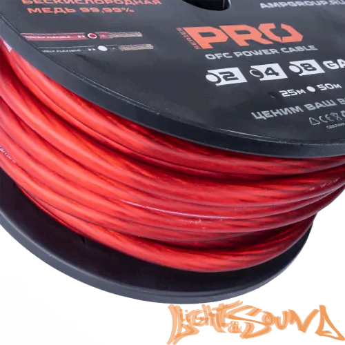 AMP PRO 100% Кабель силовой, OFC Extremely flexible, 4GA/20мм2 красный, 25м в катушке